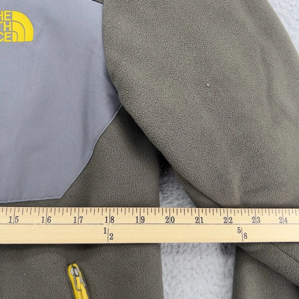 The North Face Men's Full Zip Fleece Jacket Gray Yellow Medium Sherpa Lined Outd